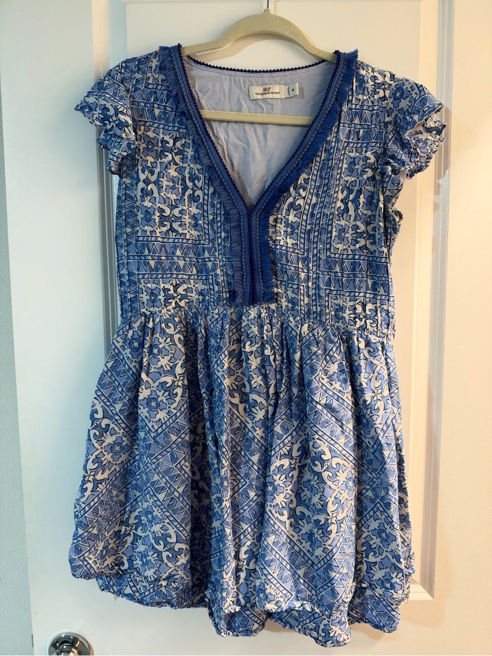 Vineyard Vines Blue Floral Women's V-Neck Dress